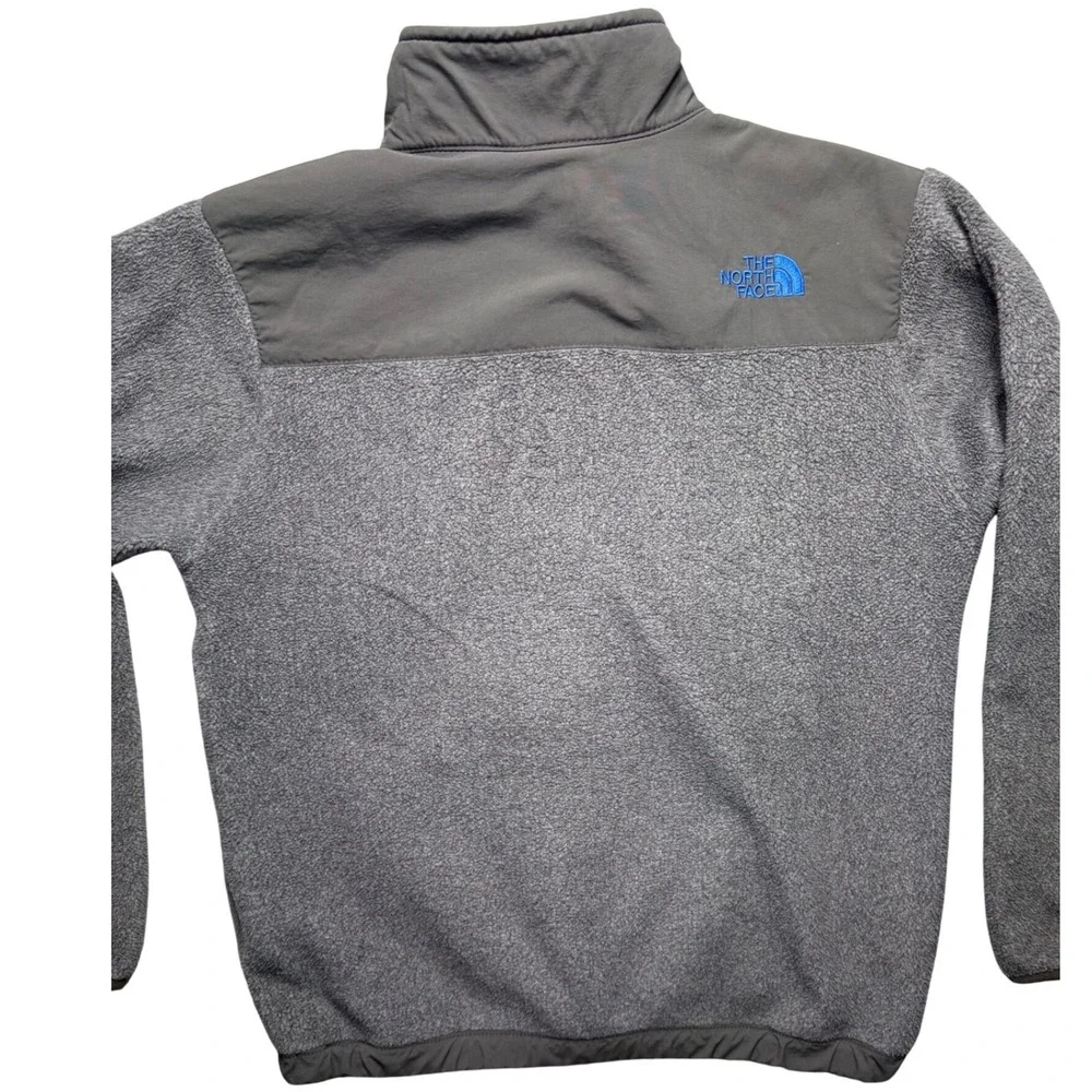 The North Face Fleece Denali Jacket Boys Youth L 14/16 Zip Up Gray Blue Polartec